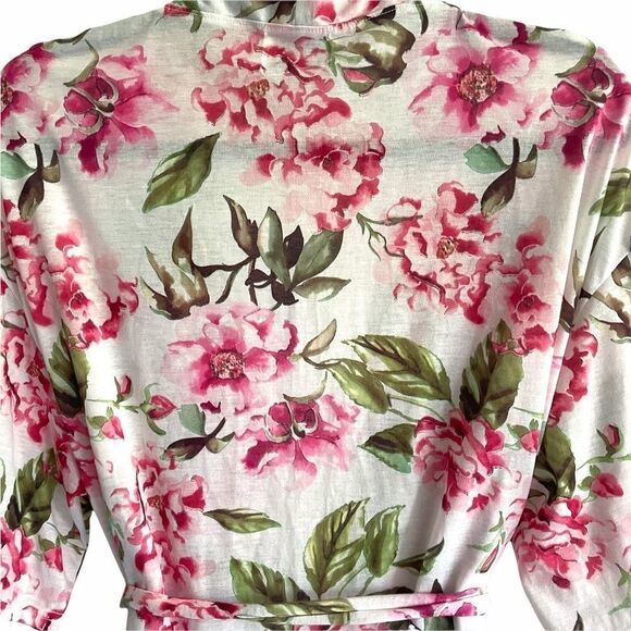 SHOW ME YOUR MUMU Bree Garden Of Bloom Floral Print Robe White Pink OS - Picture 11 of 13